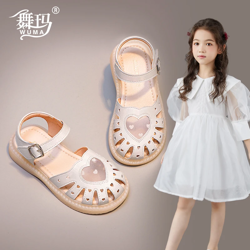 舞玛女童鞋子公主鞋2024新款包头小女孩大童儿童鞋软底凉鞋232160