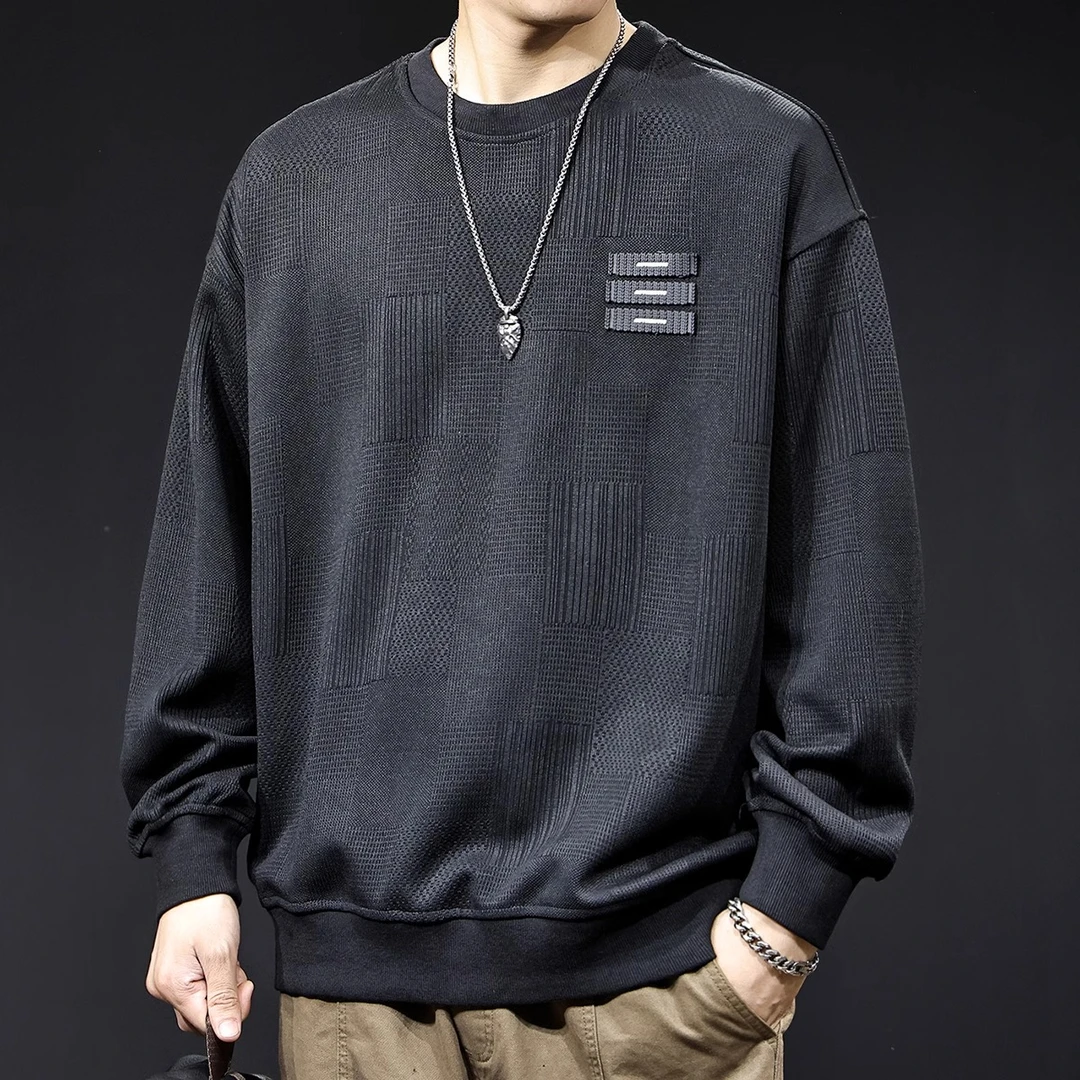 U&PURA加绒提花卫衣男秋冬款圆领男款衣服秋季2024新款大码男士