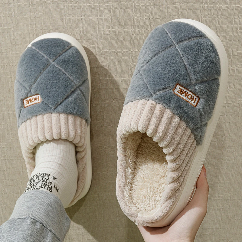 向伦家居冬天棉拖鞋男款室内厚底加绒加厚毛绒冬季保暖拖鞋不臭脚
