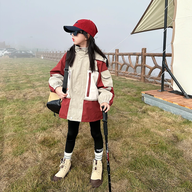 女童三合一可拆卸冲锋衣外套秋冬装2023新款中大童冬季校服神器