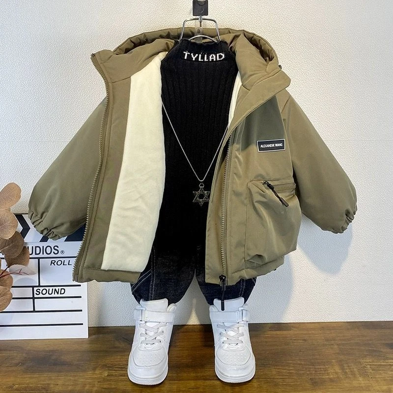 童装男童冬装棉衣外套2024新款儿童加绒加厚棉服儿童洋气棉袄上衣