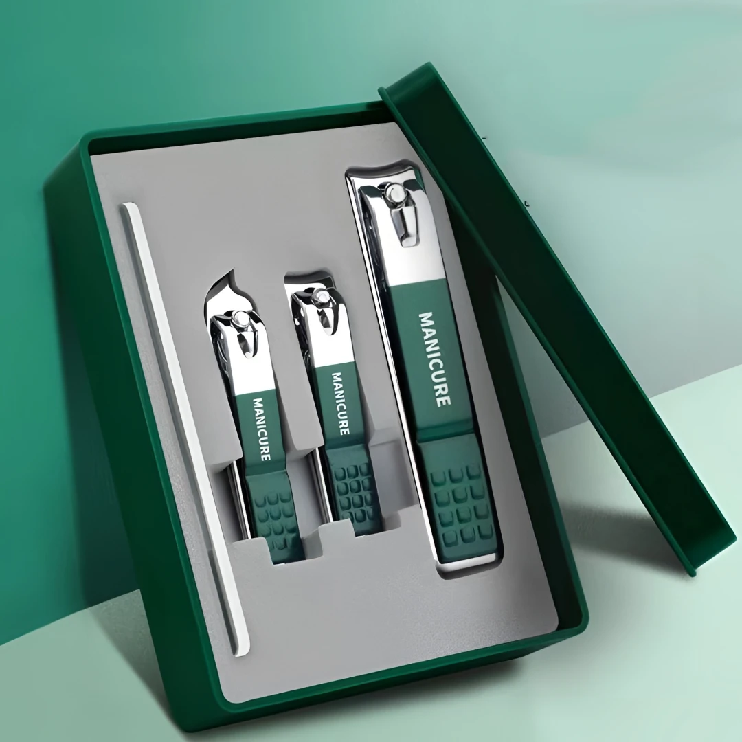 家用高档指甲刀四件套便携套装便捷修甲修脚斜口指甲刀平口套盒装