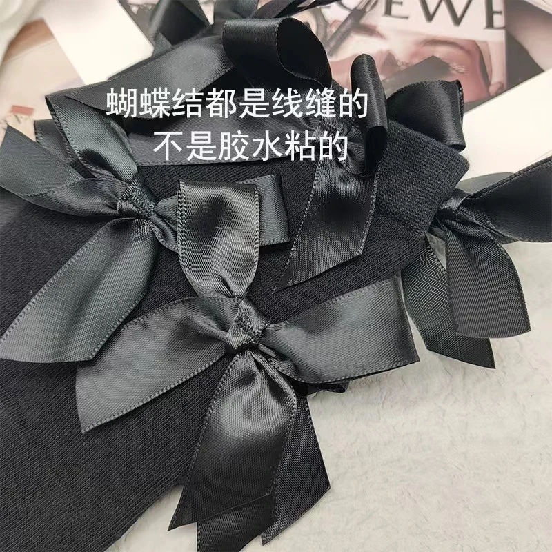 设计师款百搭蝴蝶结中筒袜