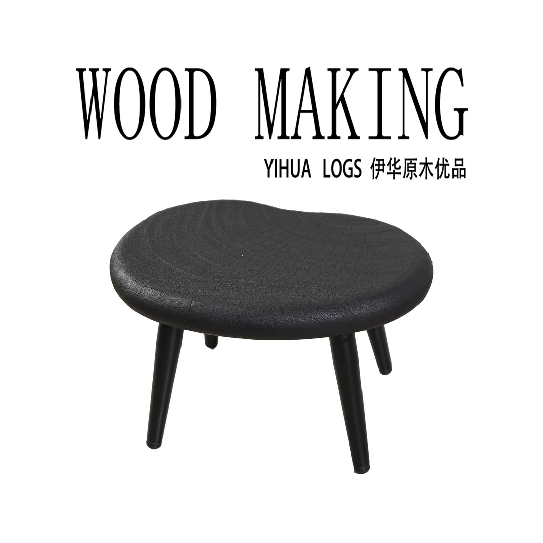 【碳化萨满实木小板凳】2025新款年轮可移动家用民宿露营河马小板凳