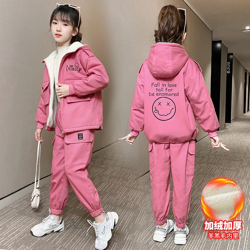 巴拉巴拉女童网红套装秋冬装7洋气8儿童装加绒加厚衣服9十12岁女