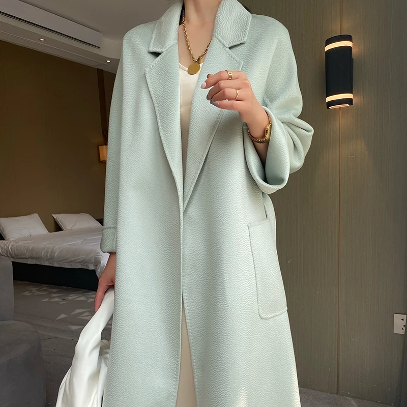 浴袍款百搭双面羊毛大衣女中长款高端奢华羊毛外套呢子秋冬气质