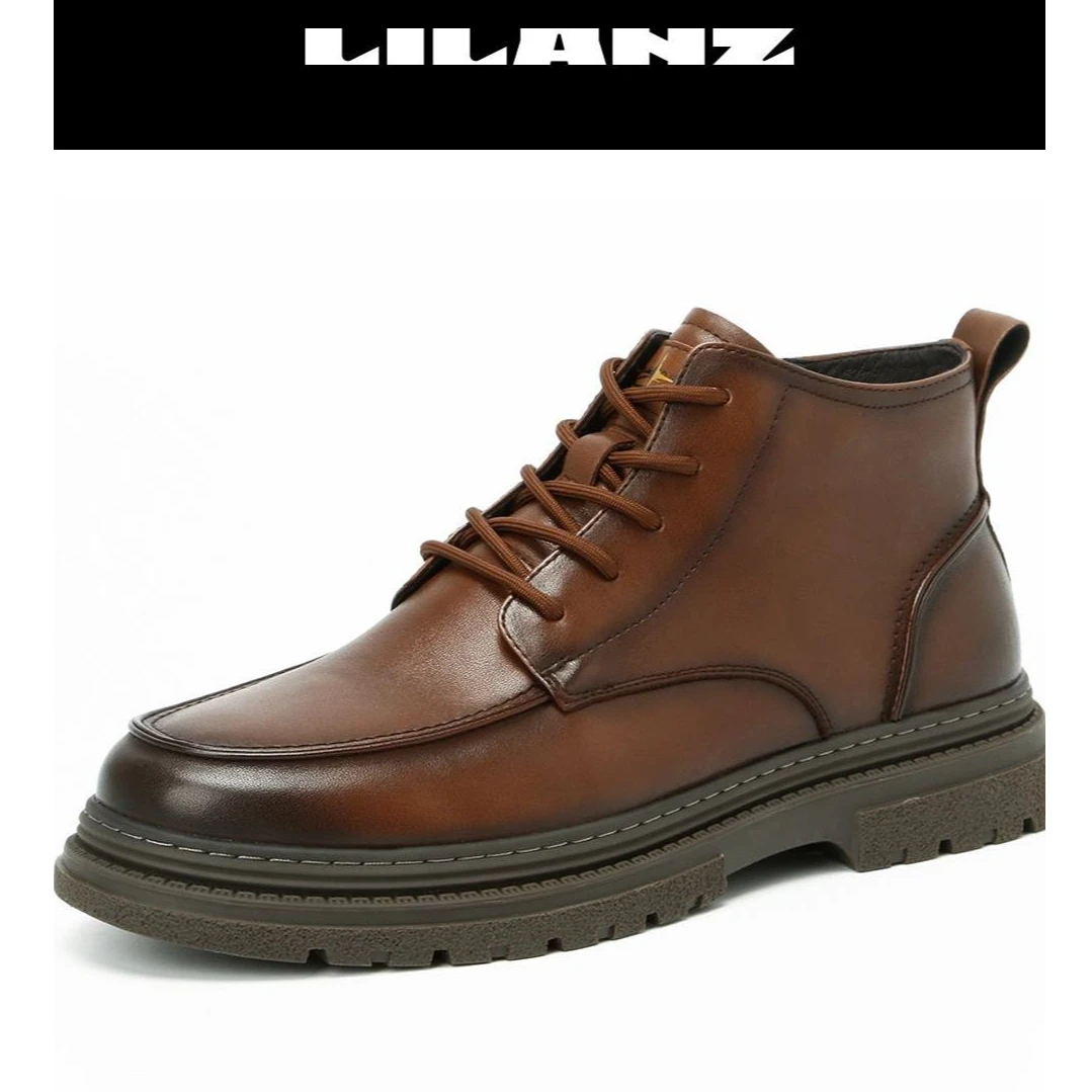 Lilanz/利郎休闲皮鞋男士舒适时尚百搭简约厚底高帮秋冬23QXL003