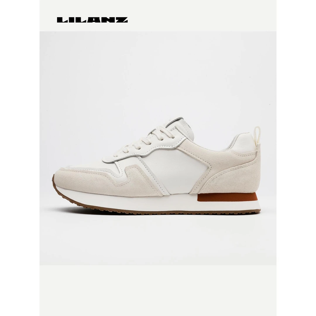 利郎舒适真皮阿甘休闲鞋时尚百搭秋冬季复古低帮米色24QXL31301