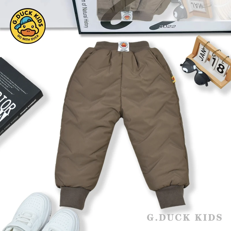 小黄鸭AD028冬款儿童五防棉裤童装2024款加绒加棉防水冲锋裤裤子