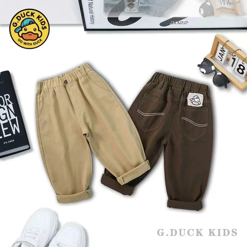 小黄鸭AA042儿童秋装2024秋季新款童装直筒裤百搭休闲裤老爹长裤