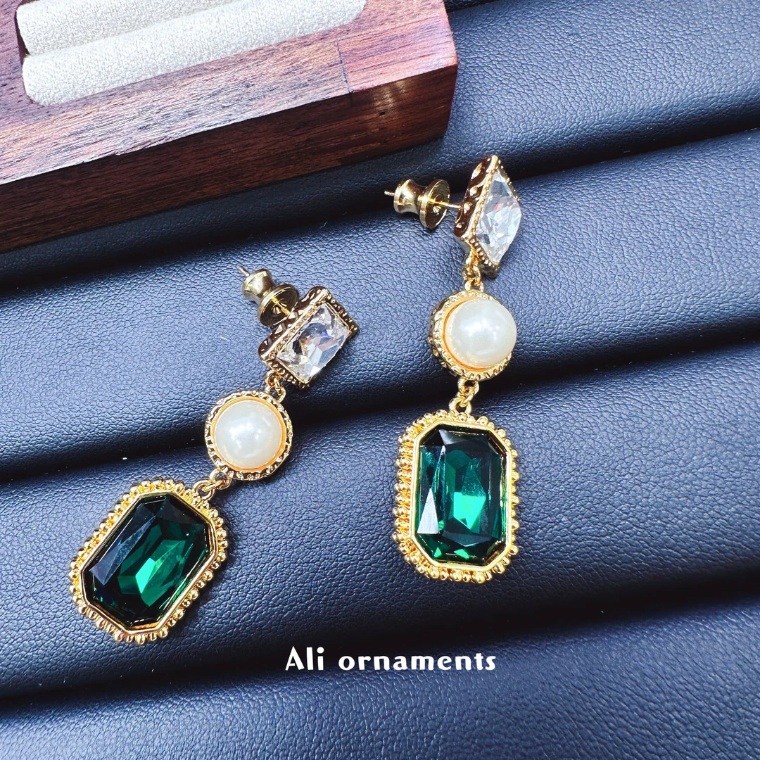 铜合金仿水晶耳饰 ALi阿梨饰品-新品-中古风耳饰1276