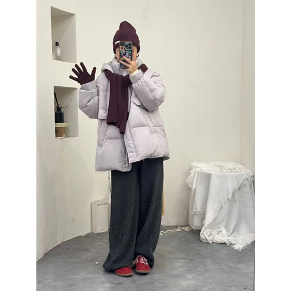 24秋冬宽松保暖显瘦显白洋气连帽羽绒服女