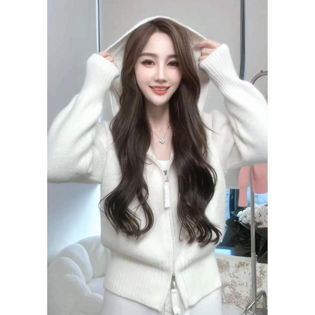 女装毛衣百搭连帽秋季显瘦慵懒风时尚针织短款设计感温柔