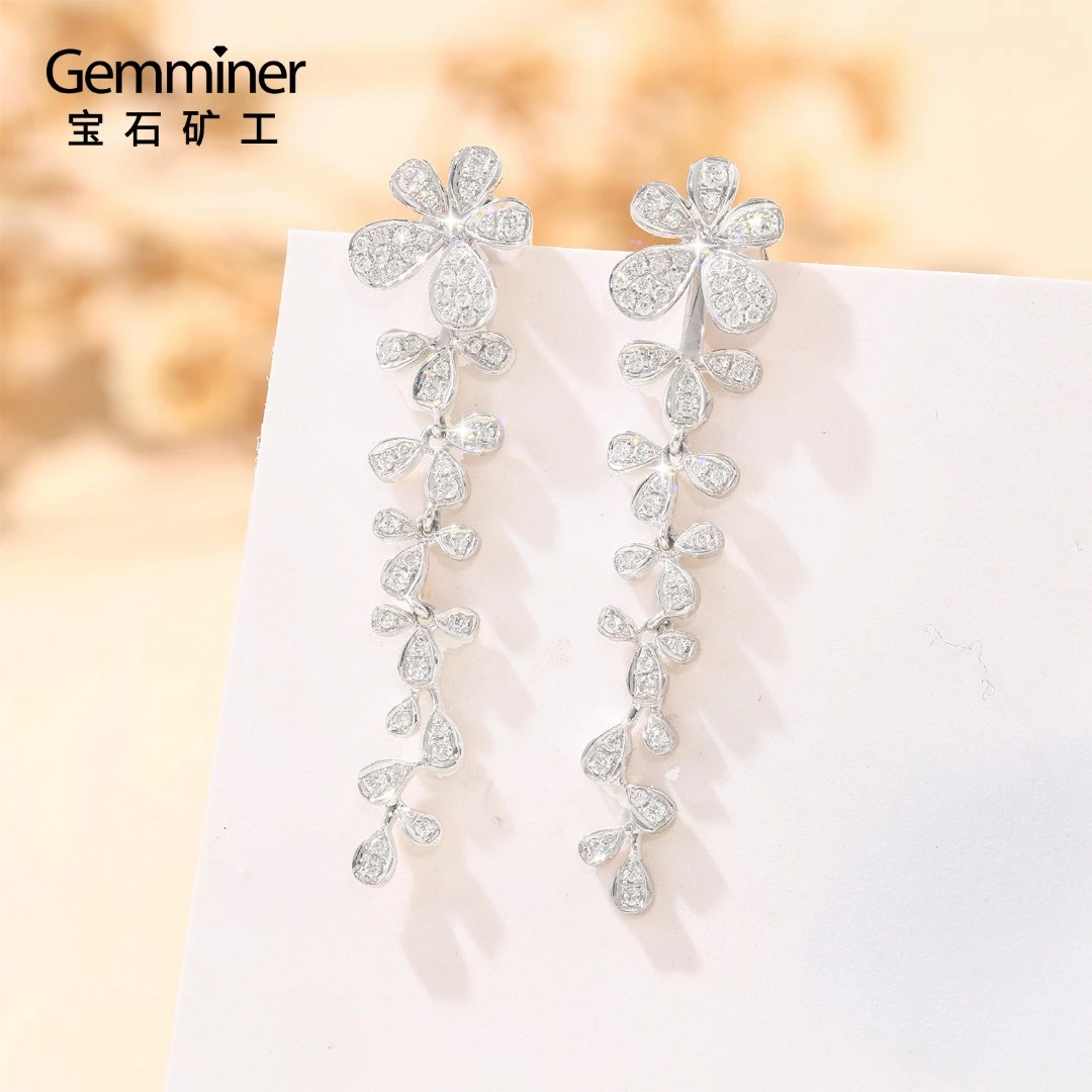 宝石矿工 18K钻石耳饰花朵满钻