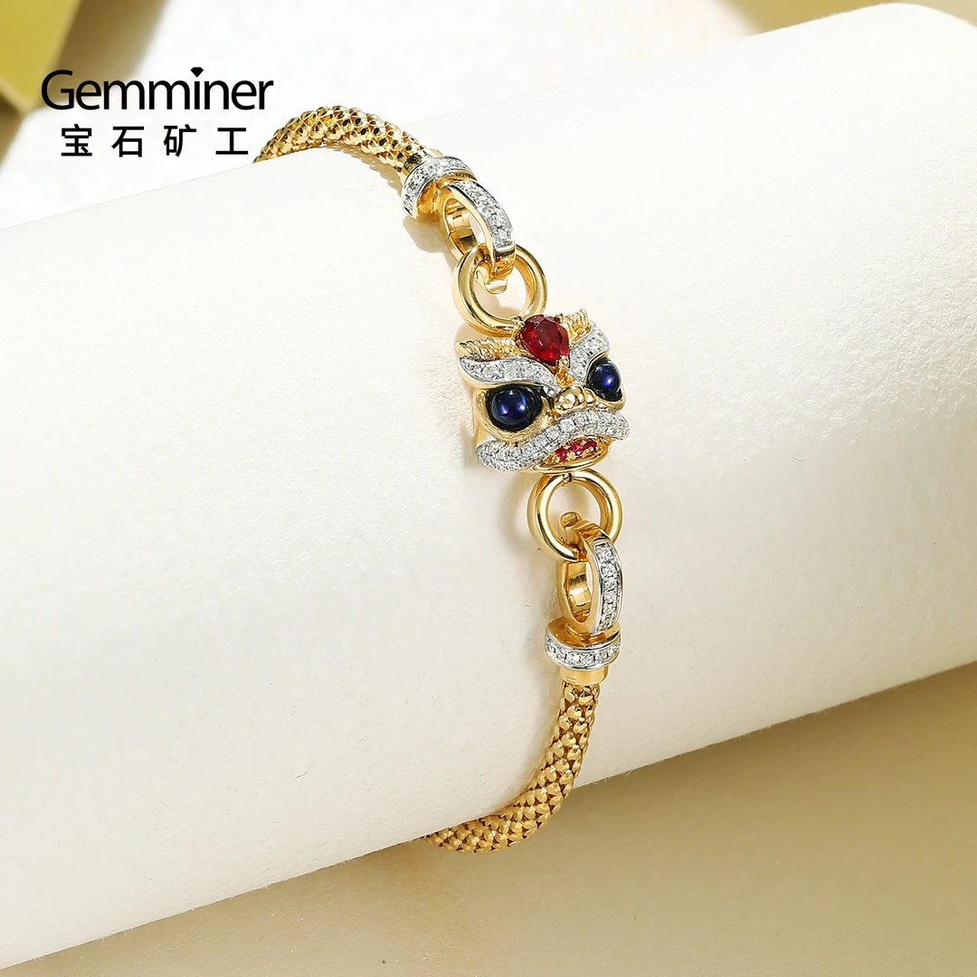 未改   【原创醒狮 】多用款18K金红宝石钻石戒指手链耳饰吊坠