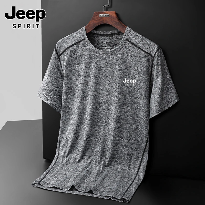 JEEPSPIRIT2105冰丝短袖T恤男装速干上衣服女运动半袖跑步训练服