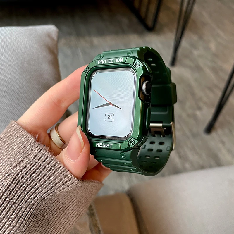 适用苹果series7表带SE/6/5代4一体applewatch手表带