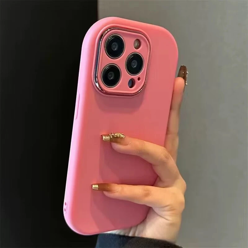 椭圆电镀镜框适用苹果14pro手机壳iphone15/13全包12硅胶11纯色软