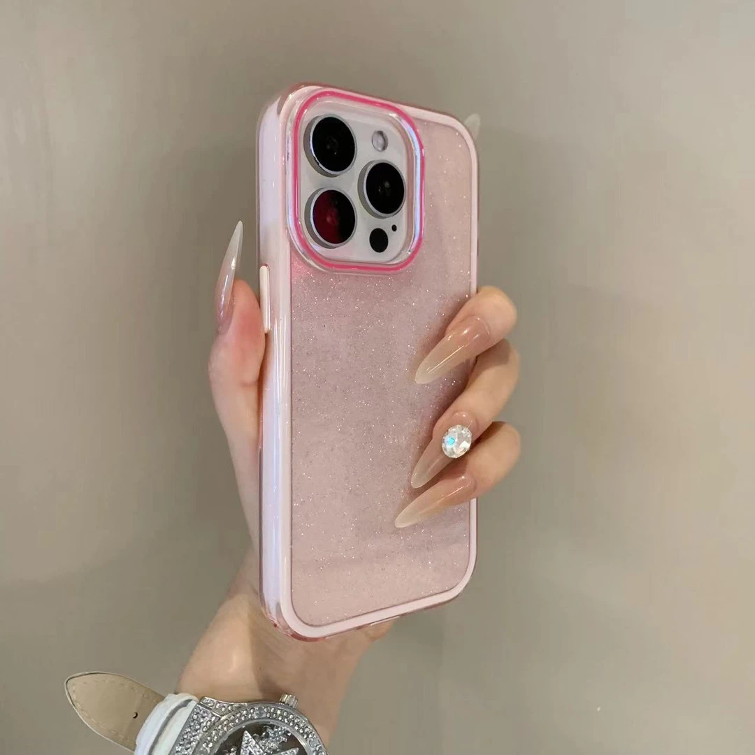 高级感闪粉透明硅胶适用苹果16promax手机壳iphone15pro简约14/13