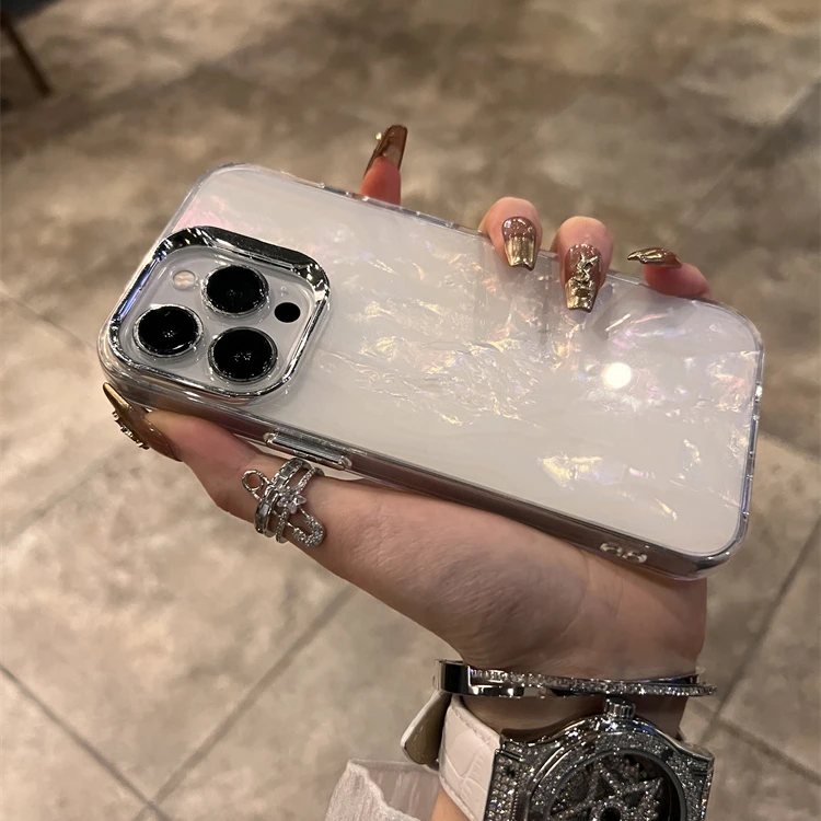 高级感渐变贝壳纹适用苹果15promax手机壳iphone14plus/13全包12