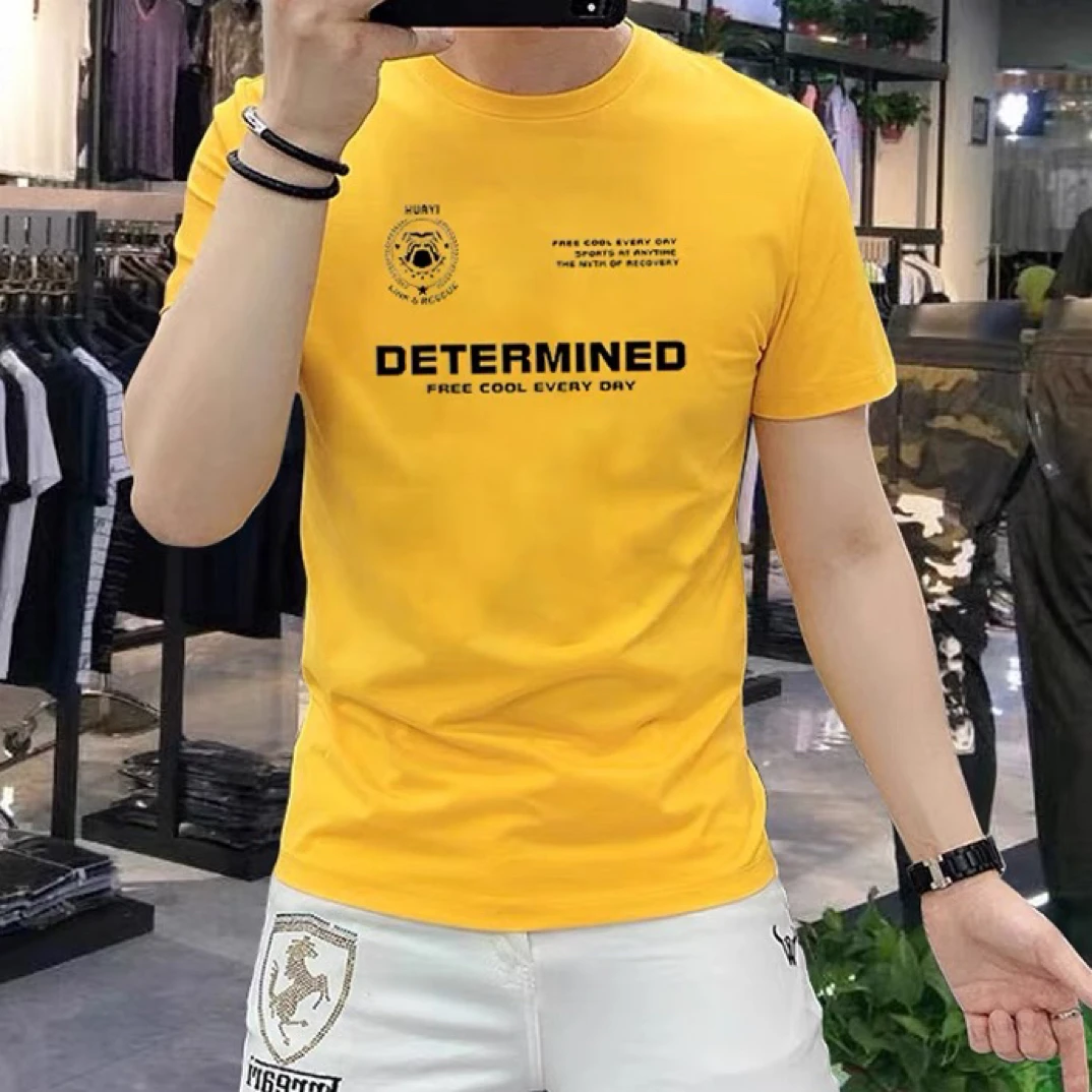 纯棉短袖t恤男士夏季新款时尚流行休闲印花字母潮流个性半袖体恤