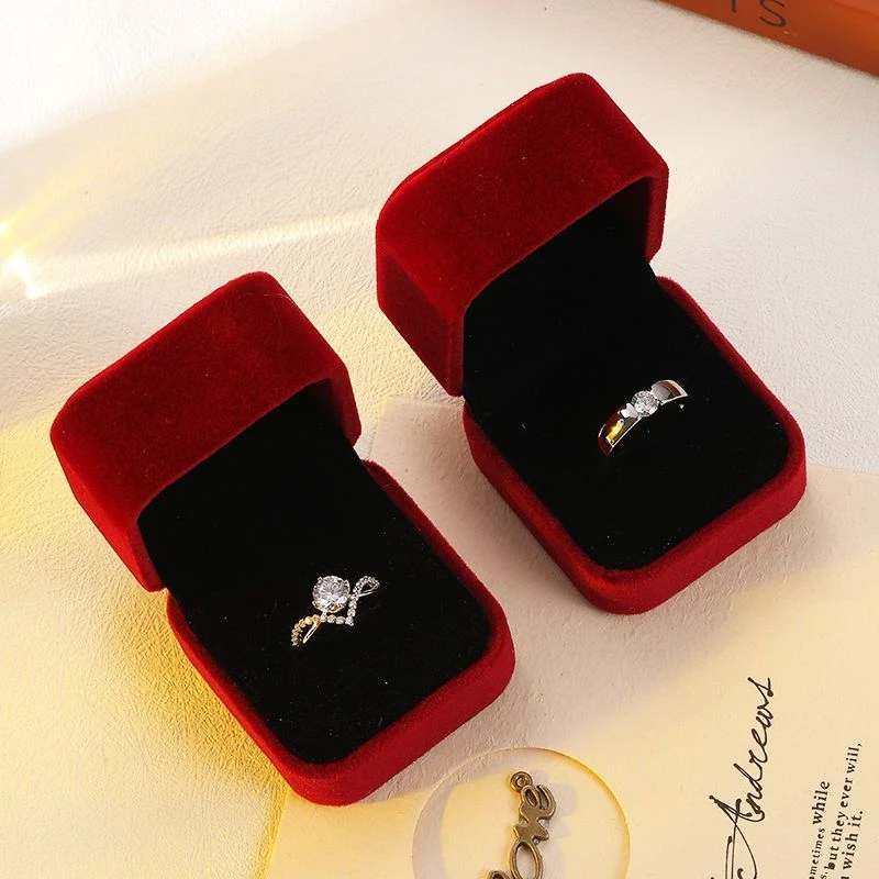 合金合成锆石戒指 结婚戒指小众指环订婚单钻不掉色可调节戒指