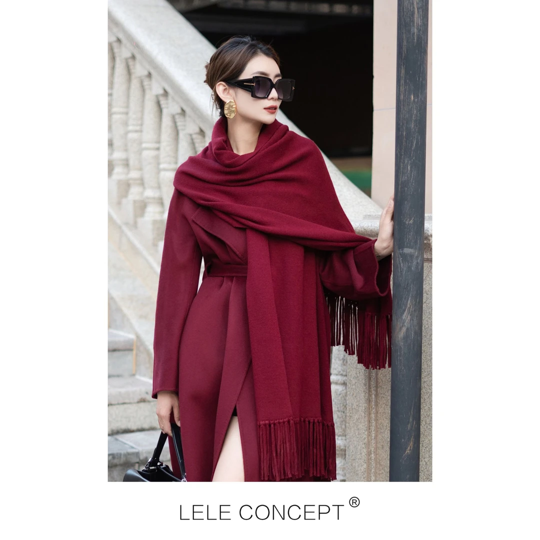 LELE CONCEPT丨【丽】新款高级感优雅气质纯色款两色流苏围巾WJ004