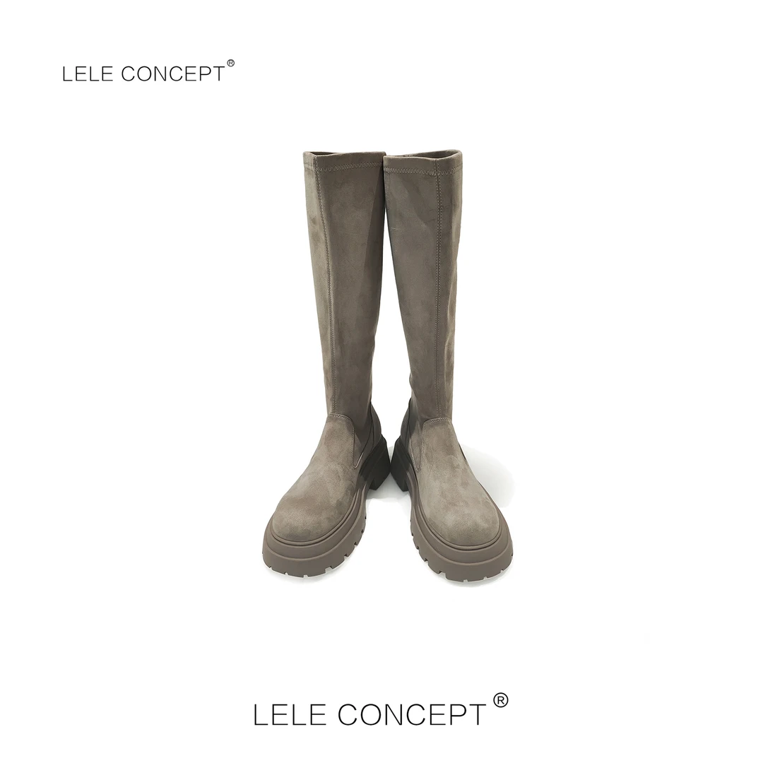LELE CONCEPT丨【丽】新款弹力绒布高筒靴X0147
