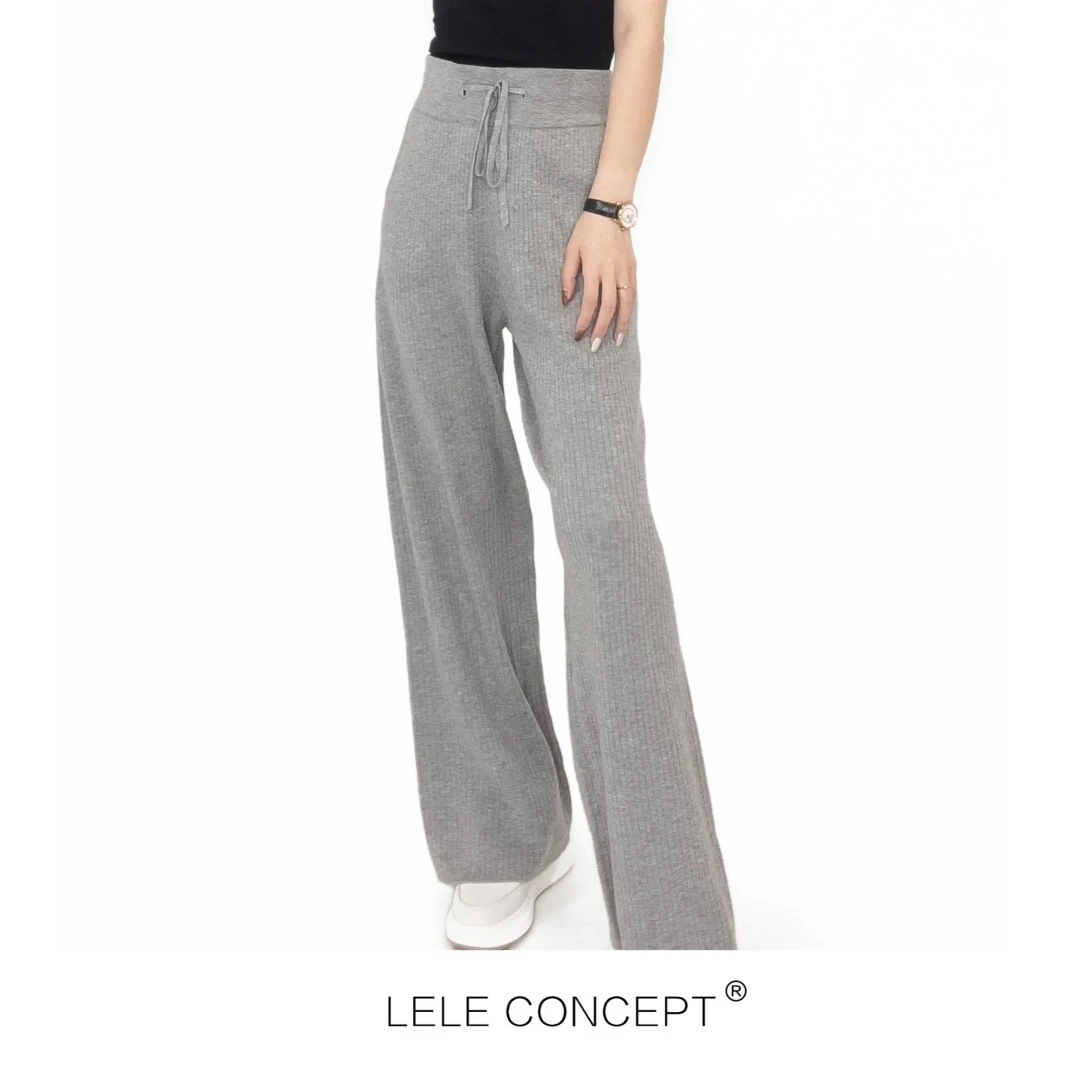 LELE CONCEPT丨【丽】新款高级感优雅知性款垂感系带针织长裤K0085