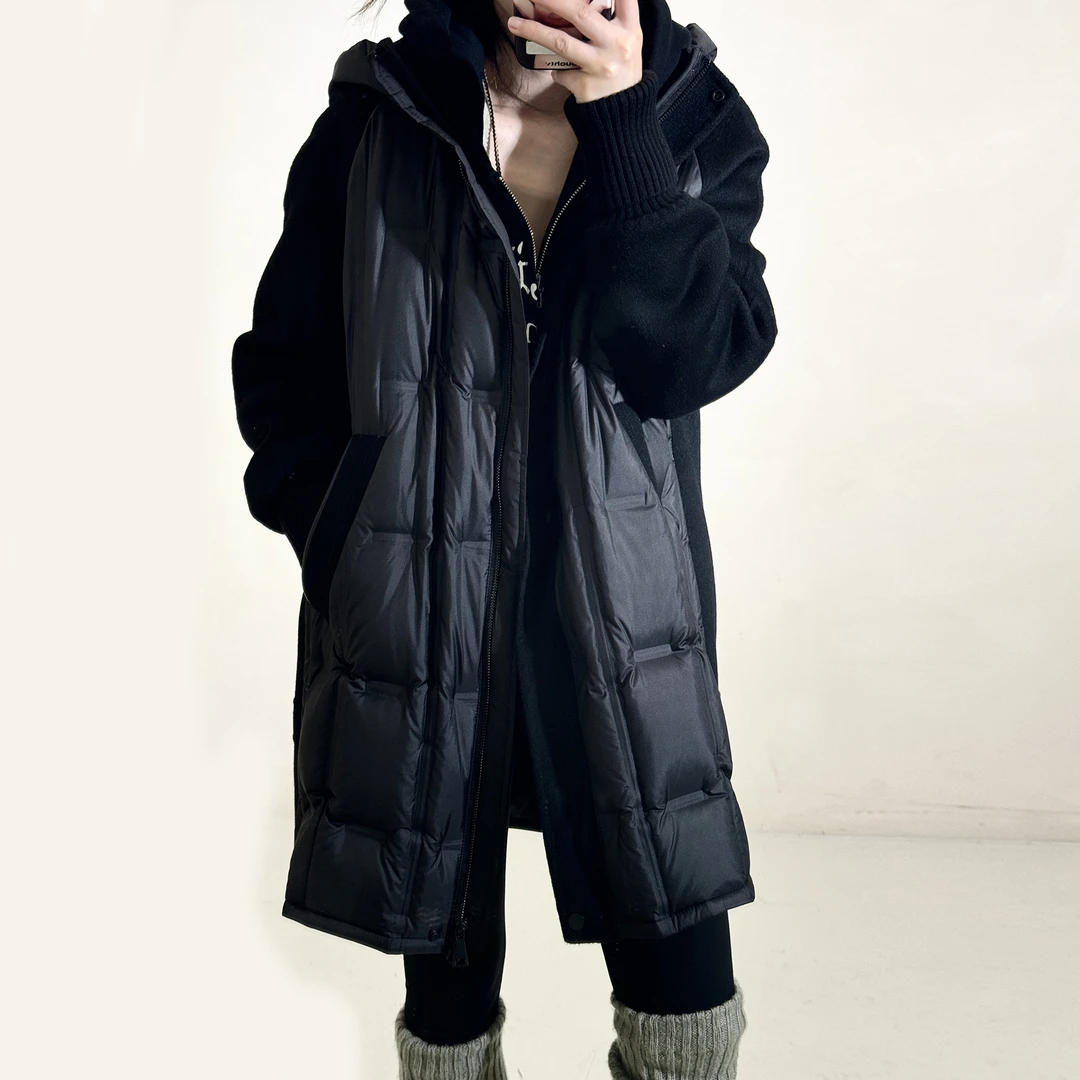 秋冬保暖90白鹅外套拼接款冬季棉服N1231
