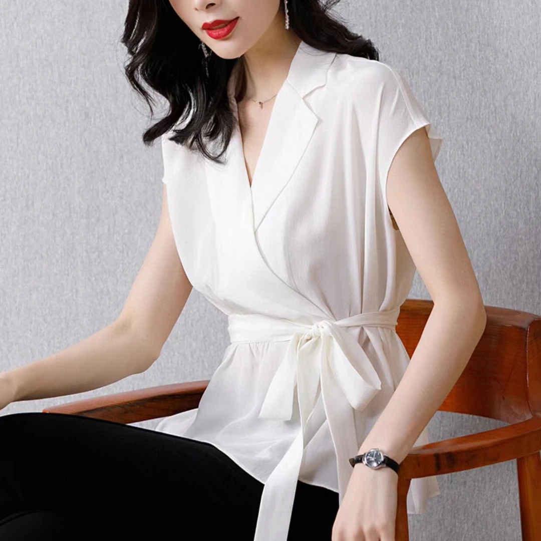 时尚百搭短袖真丝衬衣 孤品24C0001