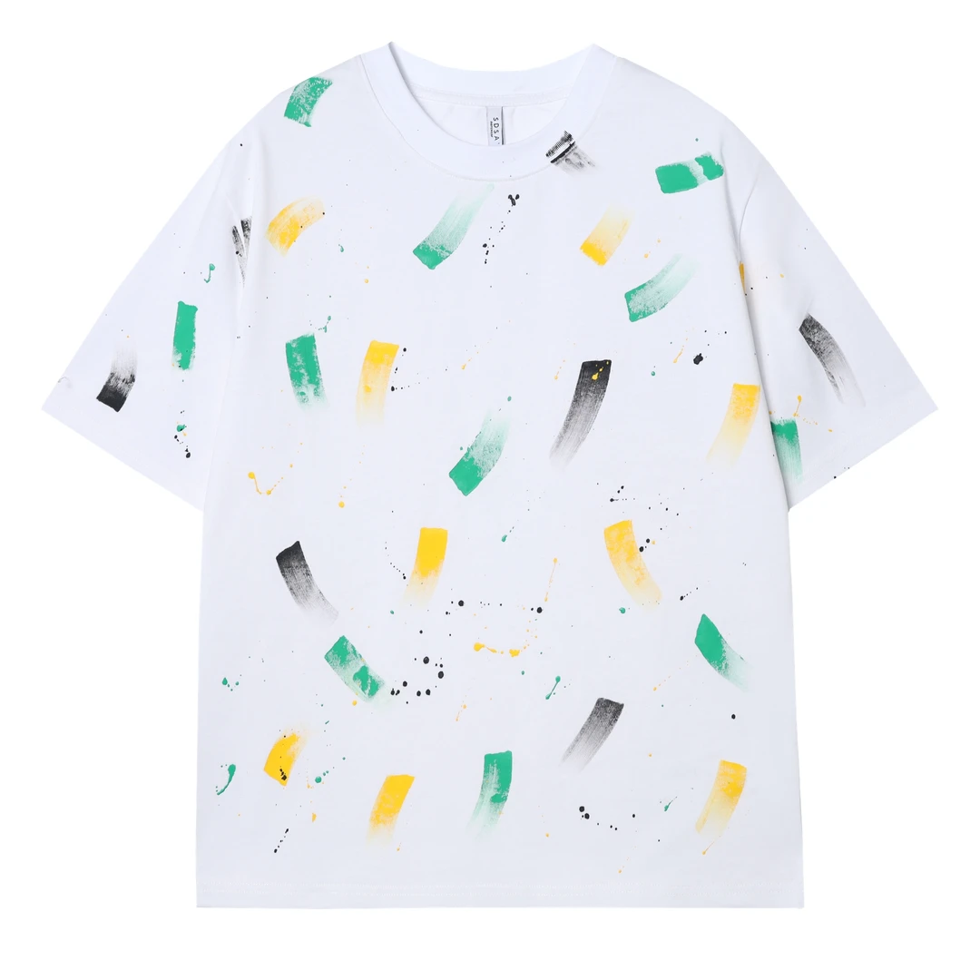 T520-CY夏季短袖上衣男士夏季半袖宽松设计师圆领满印印花休闲T恤