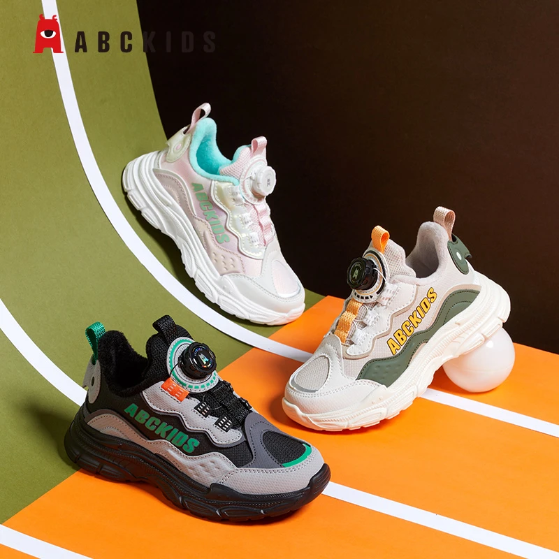 Abckids【华姐专属】童鞋儿童旋转纽扣透气加绒儿童运动鞋休闲鞋6