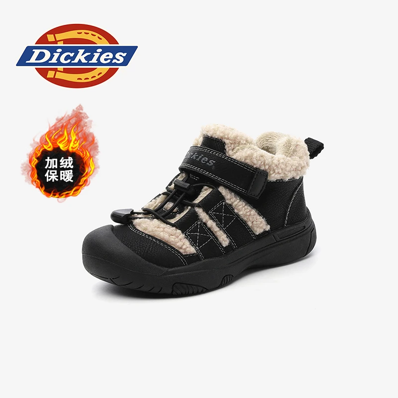 Dickies儿童运动鞋男女童暴走鞋加绒保暖防滑时尚中大童包头鞋子