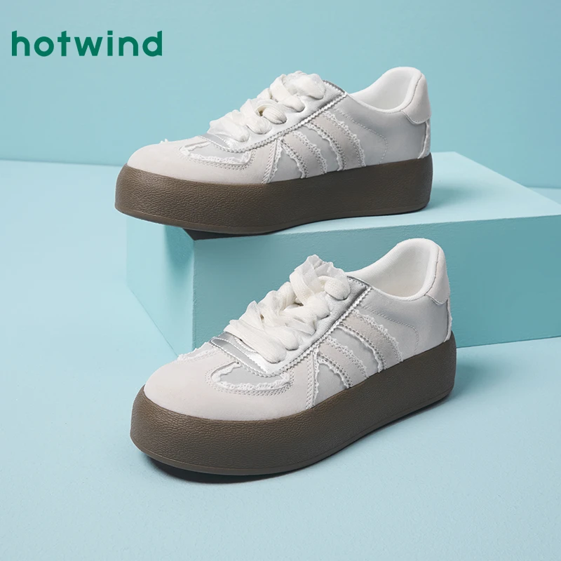 【热风商场专柜同款】2025年春季新款女士圆头系带休闲鞋芭蕾风女鞋