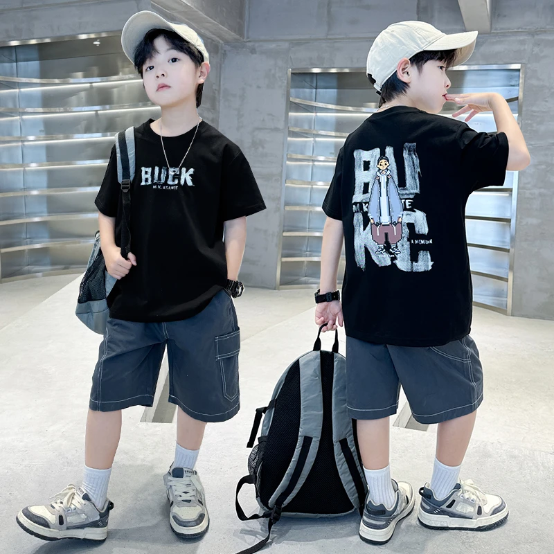 男童夏装套装2025新款夏季短袖3-12岁中大童男孩夏款15岁儿童潮装