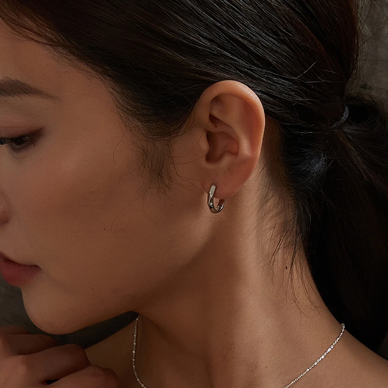 kitsh 925银耳饰 纯银圆环耳圈耳环小众ins简约基础高级通勤耳饰