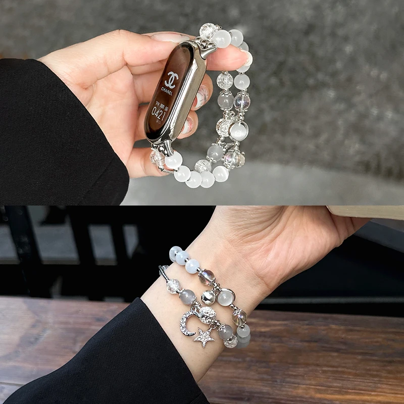 小众ins猫眼石适用于小米手环10表带9nfc版/8/7/6/5/4/腕带手表带