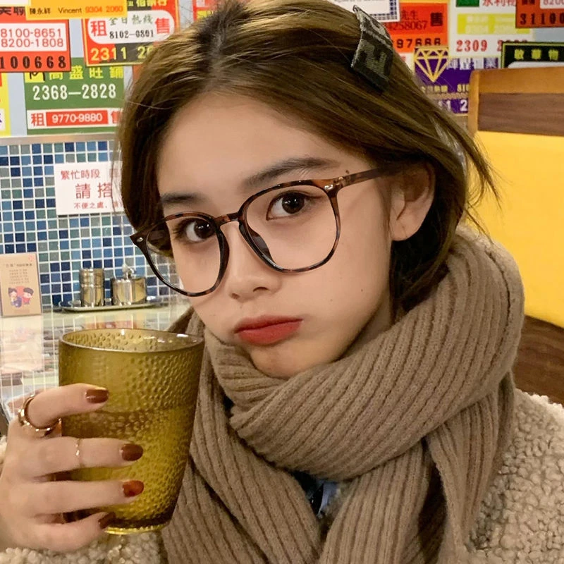 日系豹纹眼镜框近视可配度数素颜ins风网红防蓝光辐射平光镜装饰