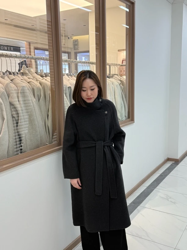 【2405】利利姐秋冬新款双面羊毛大衣长款时尚气质中长款双面呢韩版