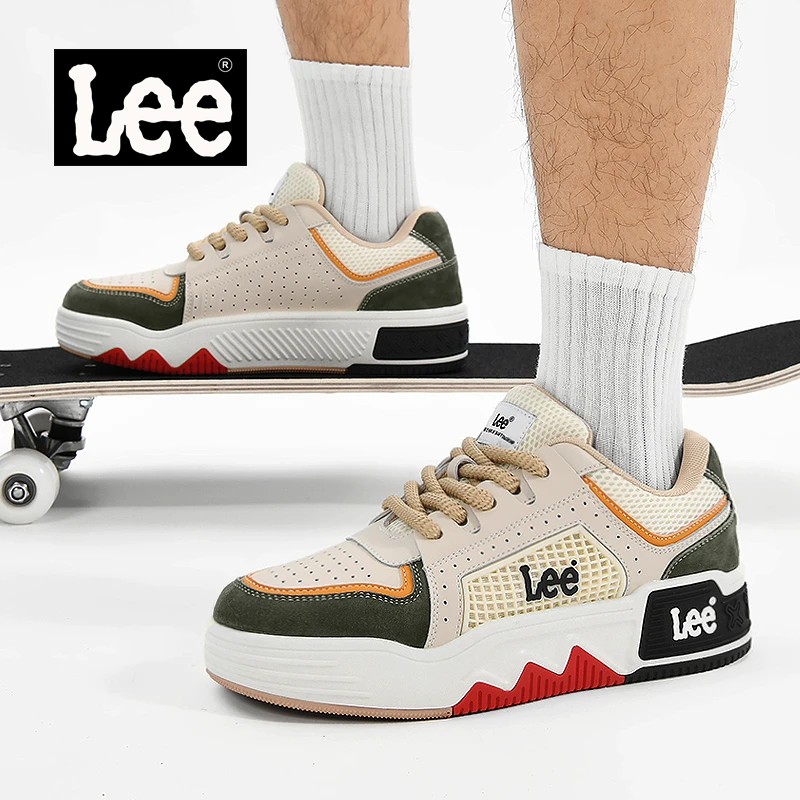 Lee板鞋春季鞋子男款官方正版男士运动休闲鞋百搭厚底面包男鞋潮