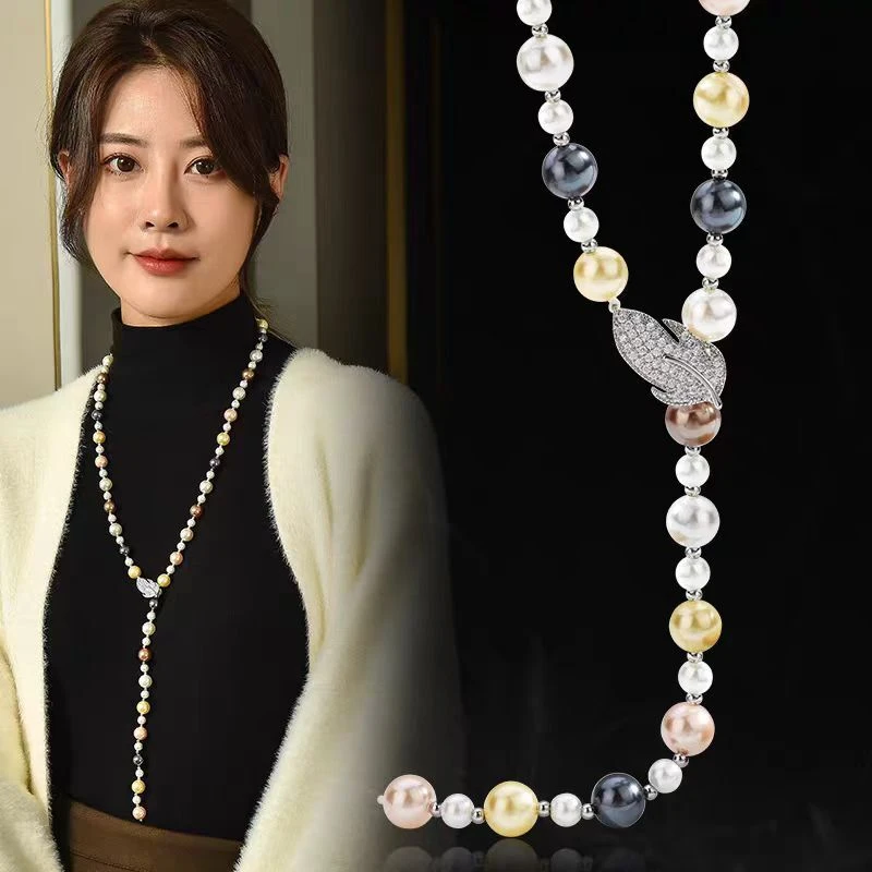 非金属仿珍珠项链 时尚气质百搭毛衣链x5611