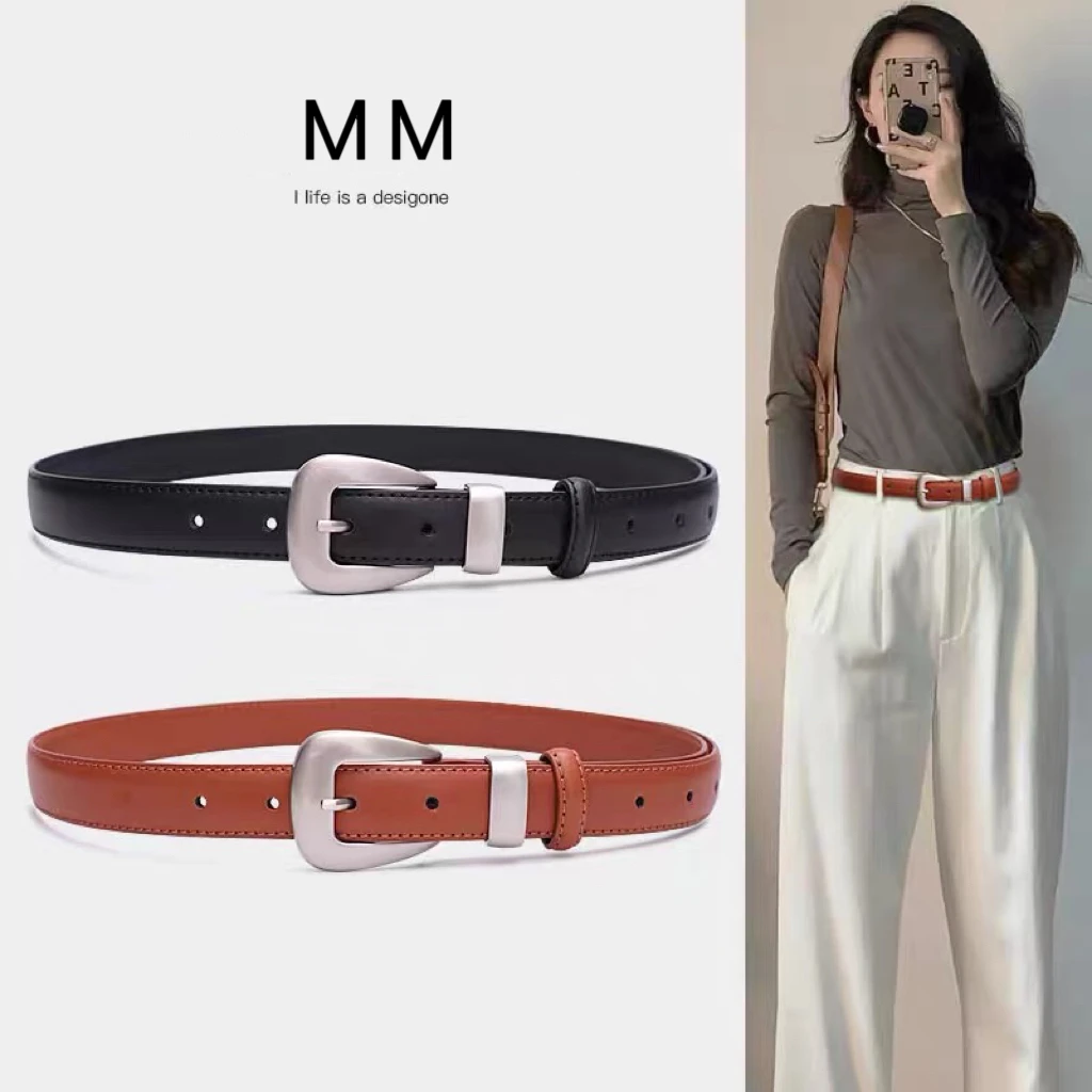 真皮腰带高级感配直筒牛仔裤女带皮带女款简约学生设计感小众裤带