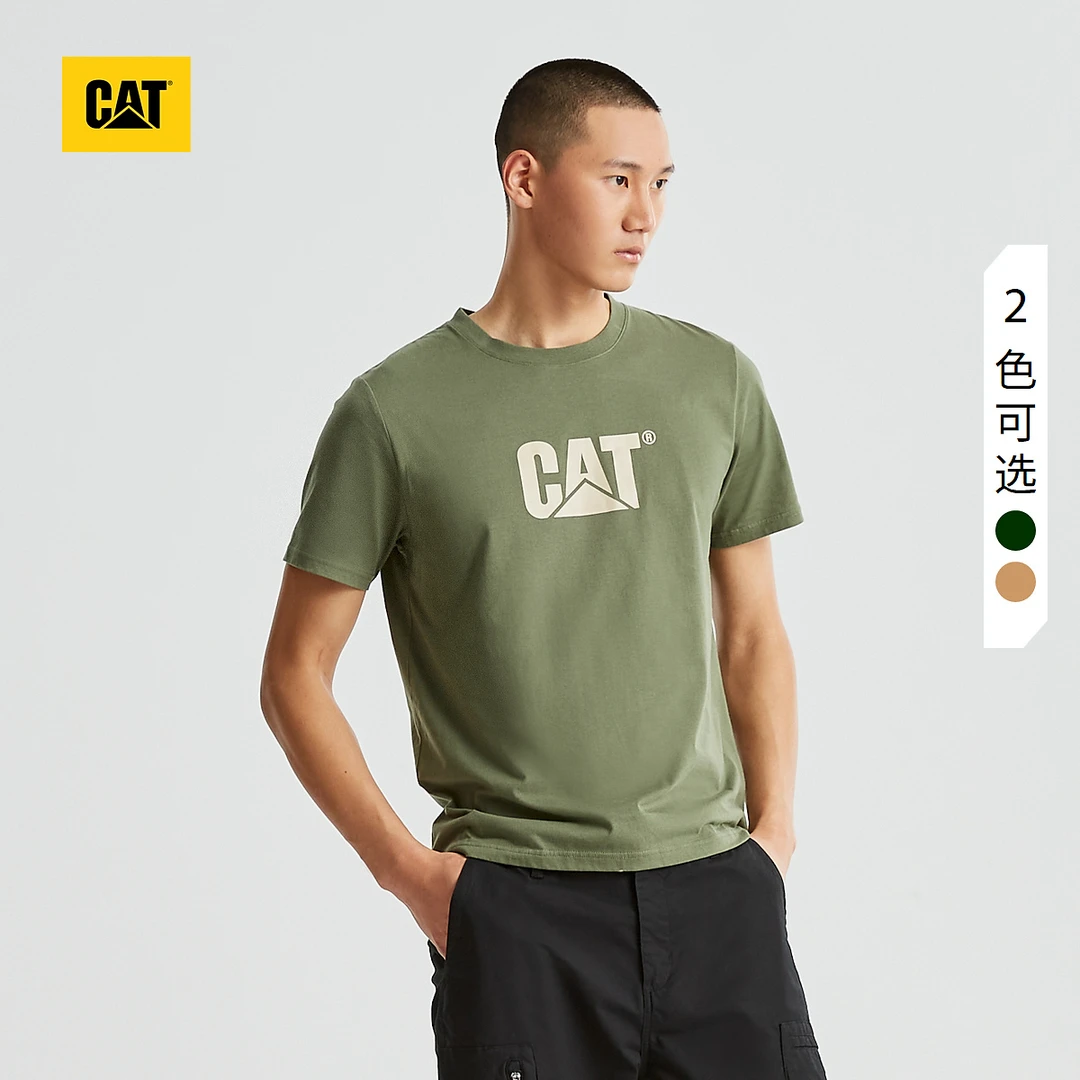 【CAT logo印花T恤】卡特24春新品男士经典宽松短袖休闲T恤T2616