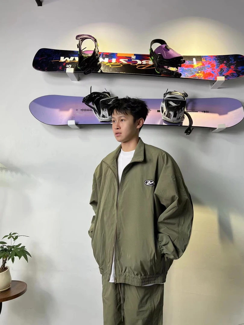 美式街头拉链解构拼色设计感冲锋衣立领夹克宽松百搭运动休闲外套