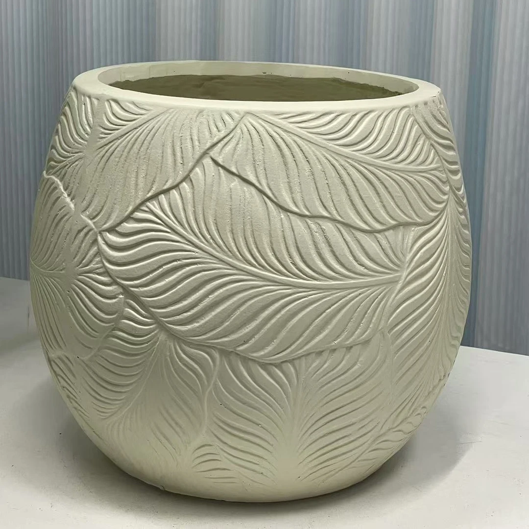 万家大叶圆球镁泥花盆黑金刚鸭脚木高山榕欧式简约轻奢风办公室