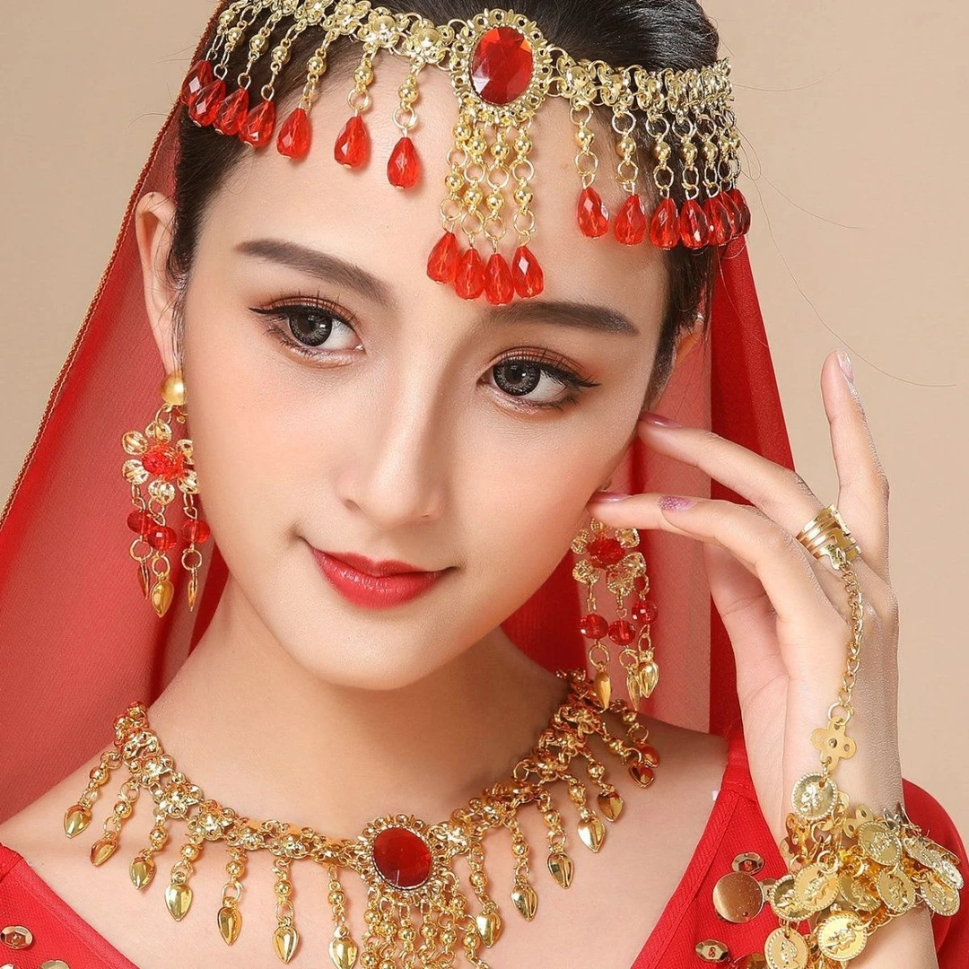 印度舞蹈表演出服饰手链肚皮舞民族风异域风情眉心坠头饰水滴头链