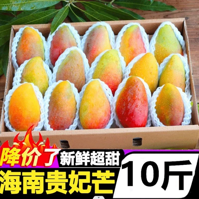 海南贵妃芒新鲜芒果当季热带水果整箱红金龙非小台金煌芒产地直发