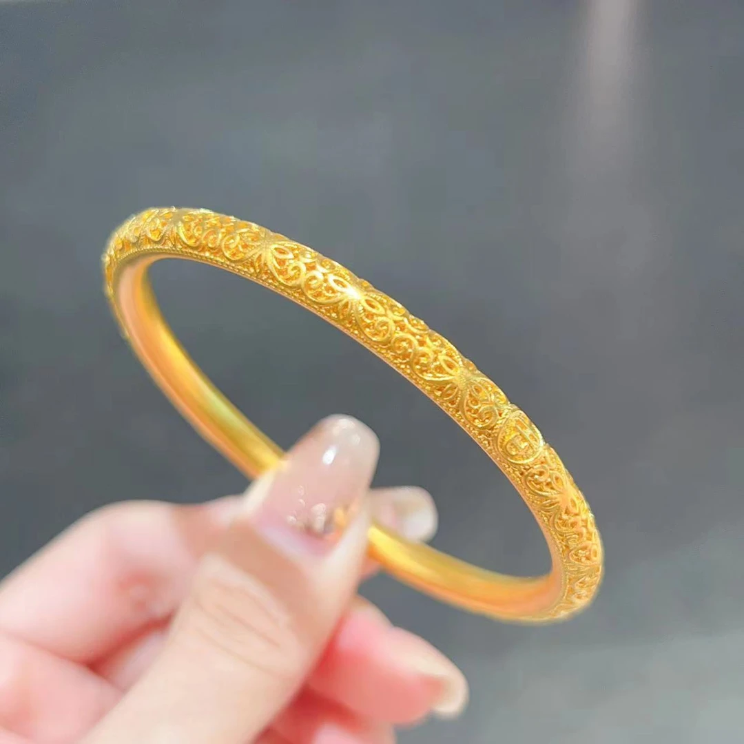 【新美源】足金999 古法工艺 吉祥花丝手镯