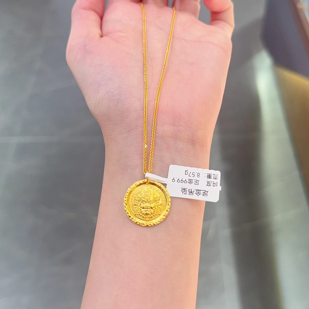 【新美源】足金999 古法工艺 时尚百搭黄财神吊坠（不含链）